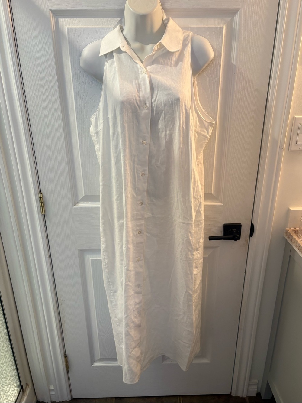 Theory White Sleeveless Button-Front Slip Dress